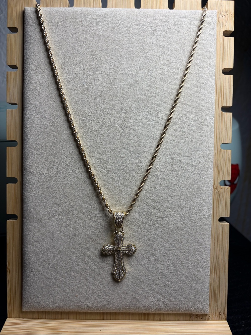 Gold Tone Cross Pendant Necklace for Women